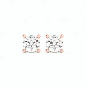 0.25ct Lab Grown Diamond Round Solitaire 14K Rose Gold Earring