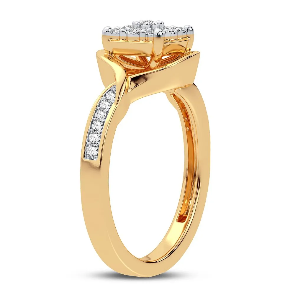 10K Yellow Gold Exquisite 0.10Ct Diamond Ring