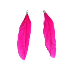 12 Feather Pendants - Silver Tone Cap - Choose Your Color!