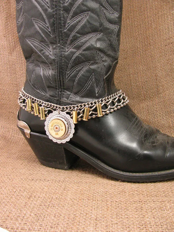 12 Gauge Shotshell Concho Medallion Multi-Chain Boot Bracelet