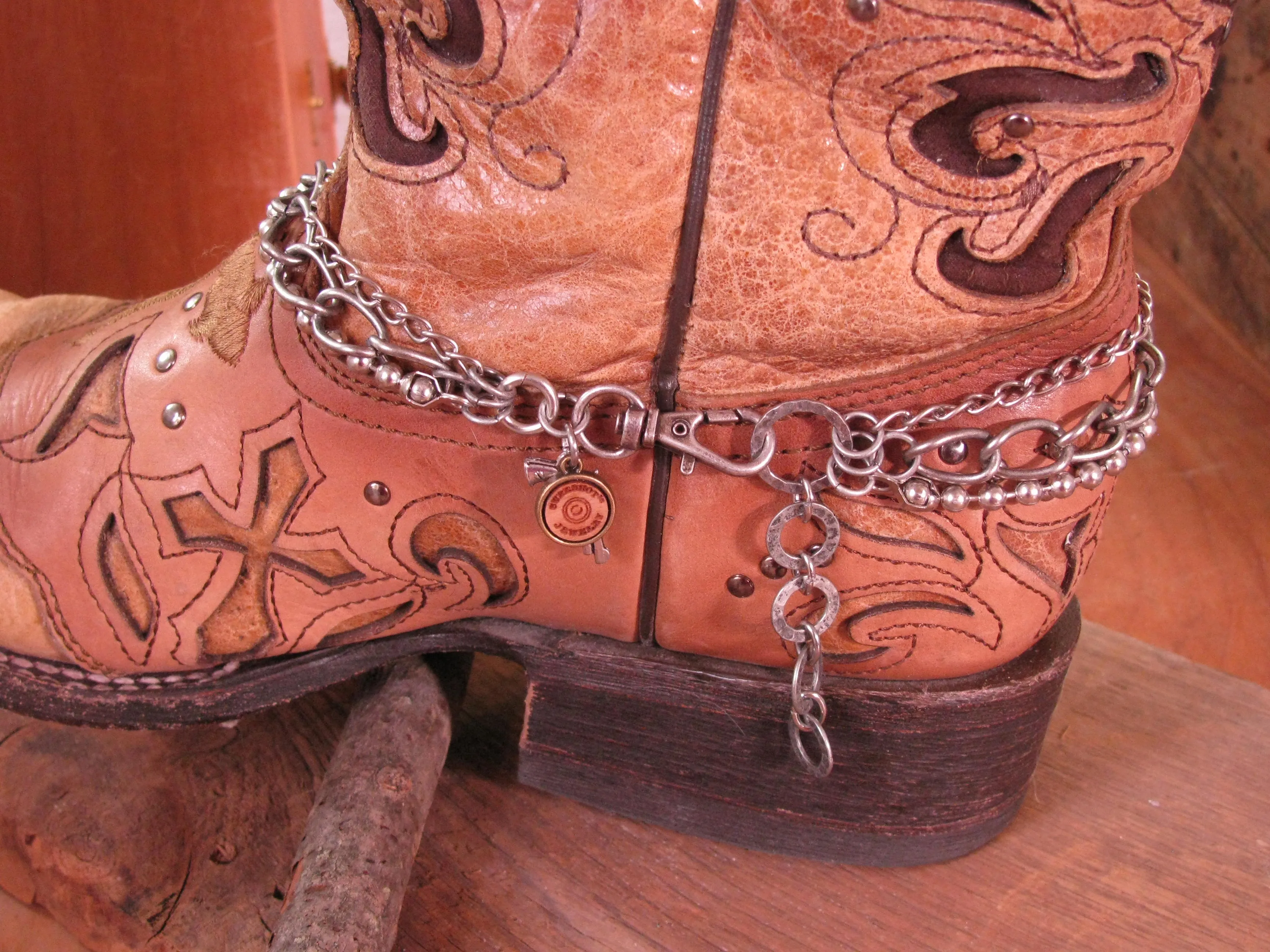 12 Gauge Shotshell Concho Medallion Multi-Chain Boot Bracelet