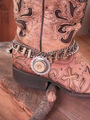12 Gauge Shotshell Concho Medallion Multi-Chain Boot Bracelet