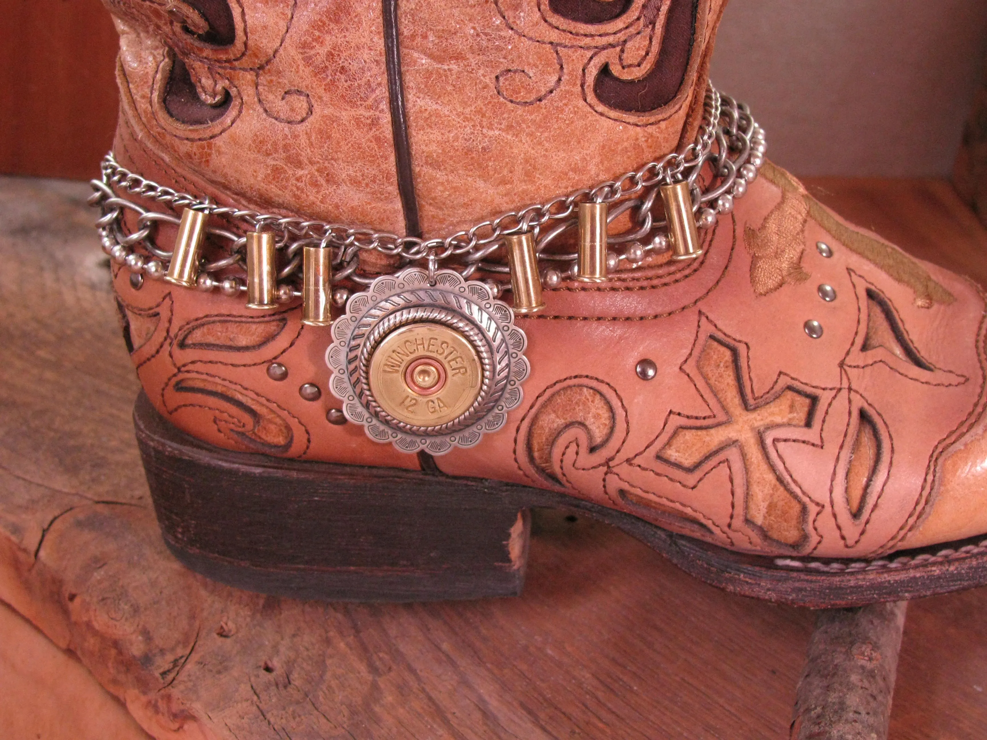 12 Gauge Shotshell Concho Medallion Multi-Chain Boot Bracelet