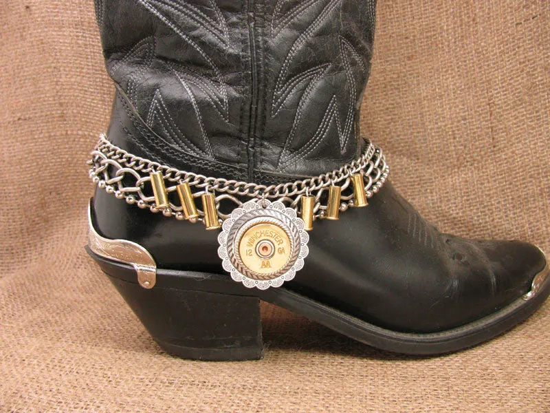 12 Gauge Shotshell Concho Medallion Multi-Chain Boot Bracelet