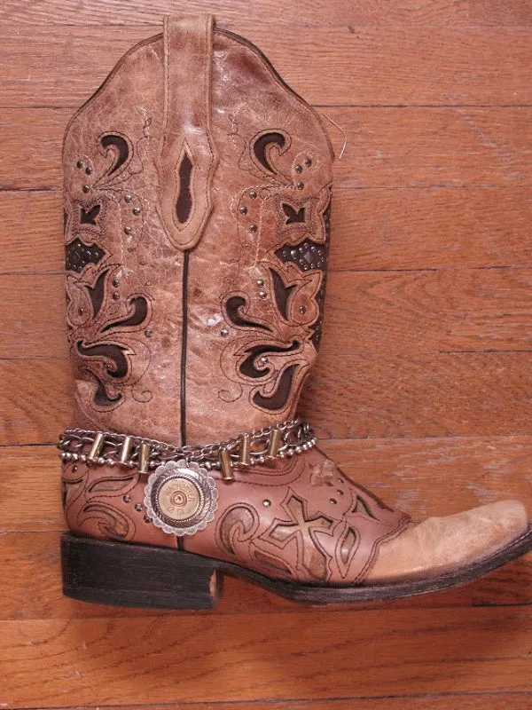 12 Gauge Shotshell Concho Medallion Multi-Chain Boot Bracelet