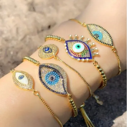 14K Artisan Evil Eye Bracelet