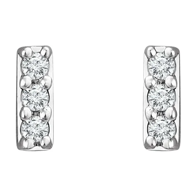 14K Gold .05 CTW Natural Diamond Bar Earrings