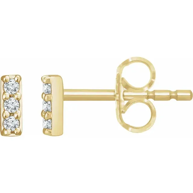 14K Gold .05 CTW Natural Diamond Bar Earrings