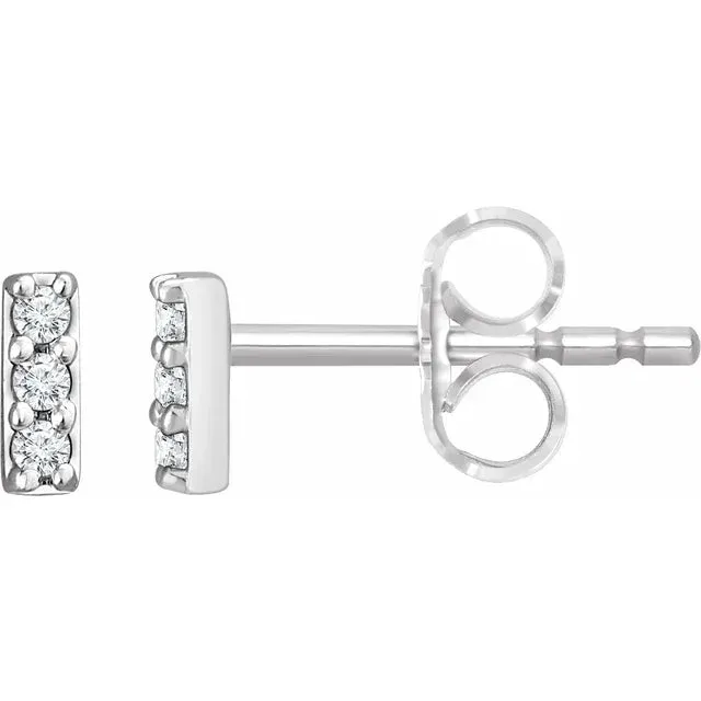 14K Gold .05 CTW Natural Diamond Bar Earrings