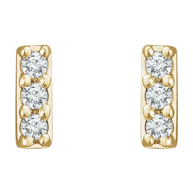 14K Gold .05 CTW Natural Diamond Bar Earrings