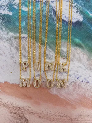 14k Gold Filled Crystal Initial Necklaces