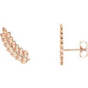 14K Rosé Gold Petite Leaf Ear Climbers