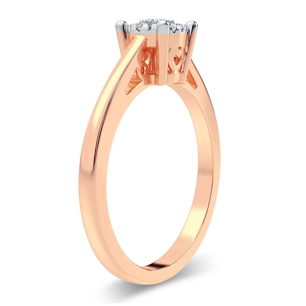 14K Rose Gold Exquisite 0.10Ct Diamond Ring