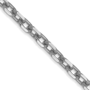 14k White Gold 3.00mm Round Link Cable Chain