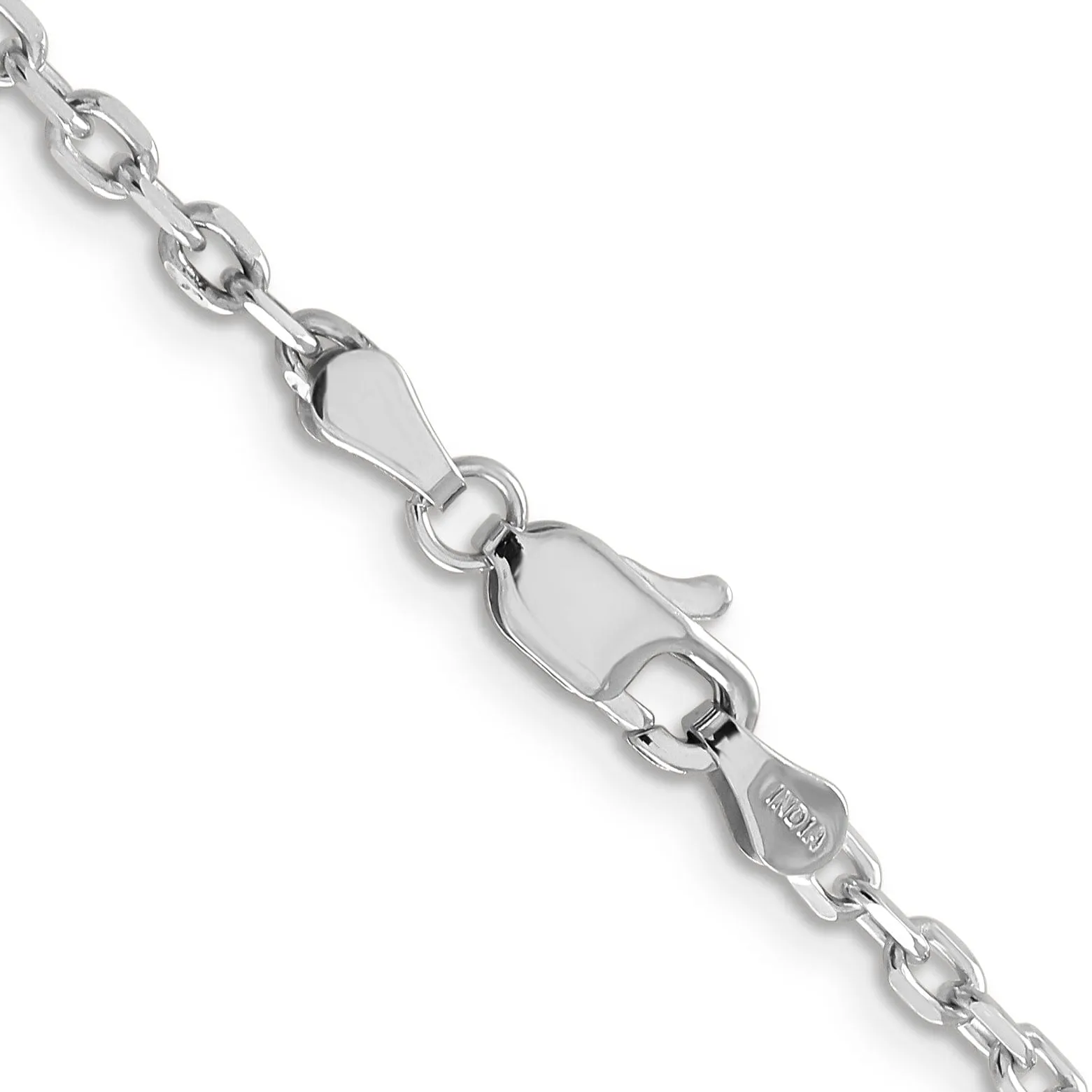 14k White Gold 3.00mm Round Link Cable Chain