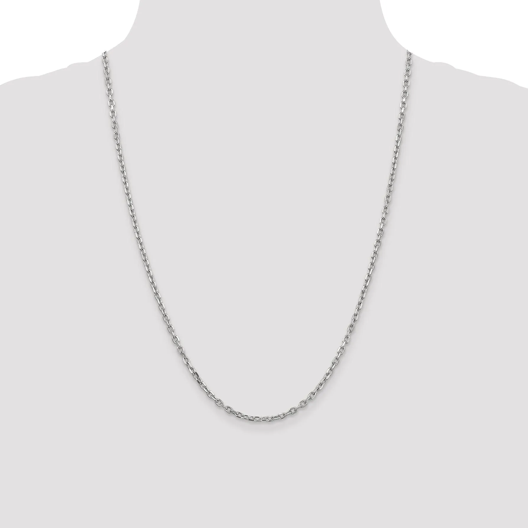 14k White Gold 3.00mm Round Link Cable Chain