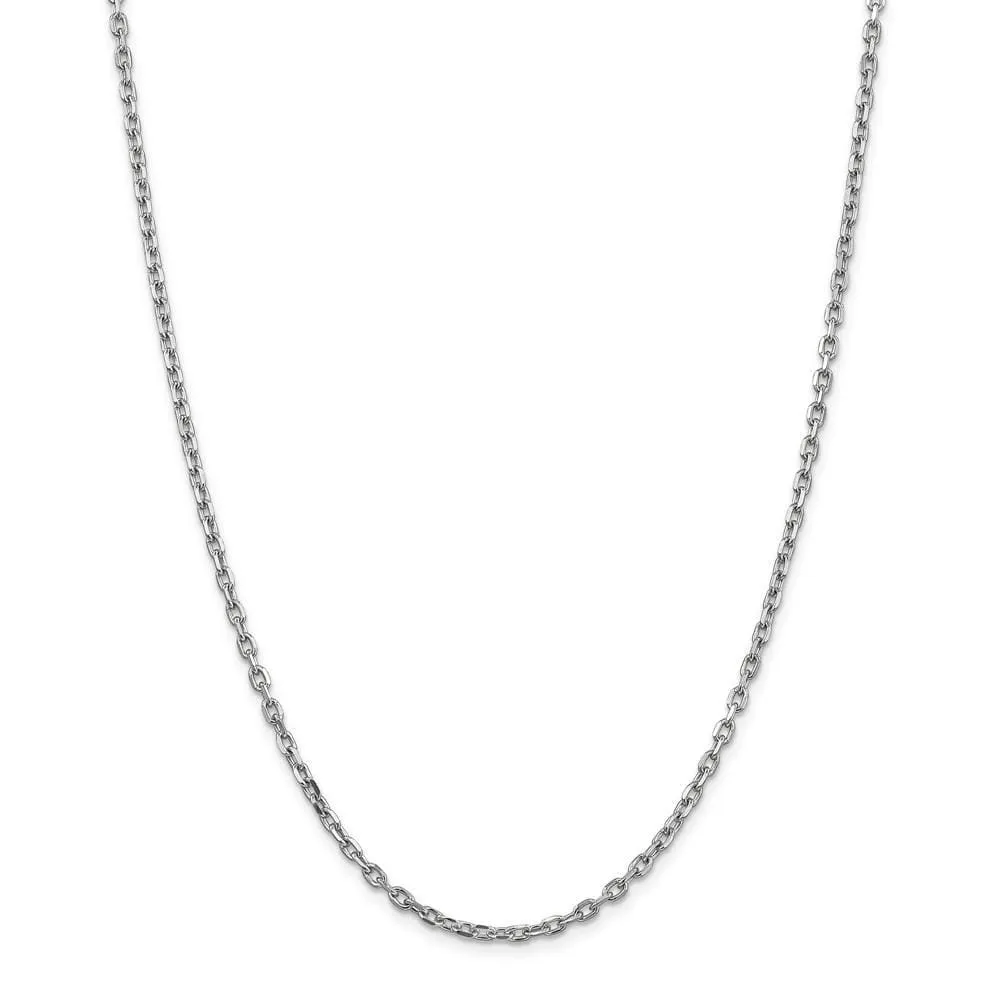 14k White Gold 3.00mm Round Link Cable Chain