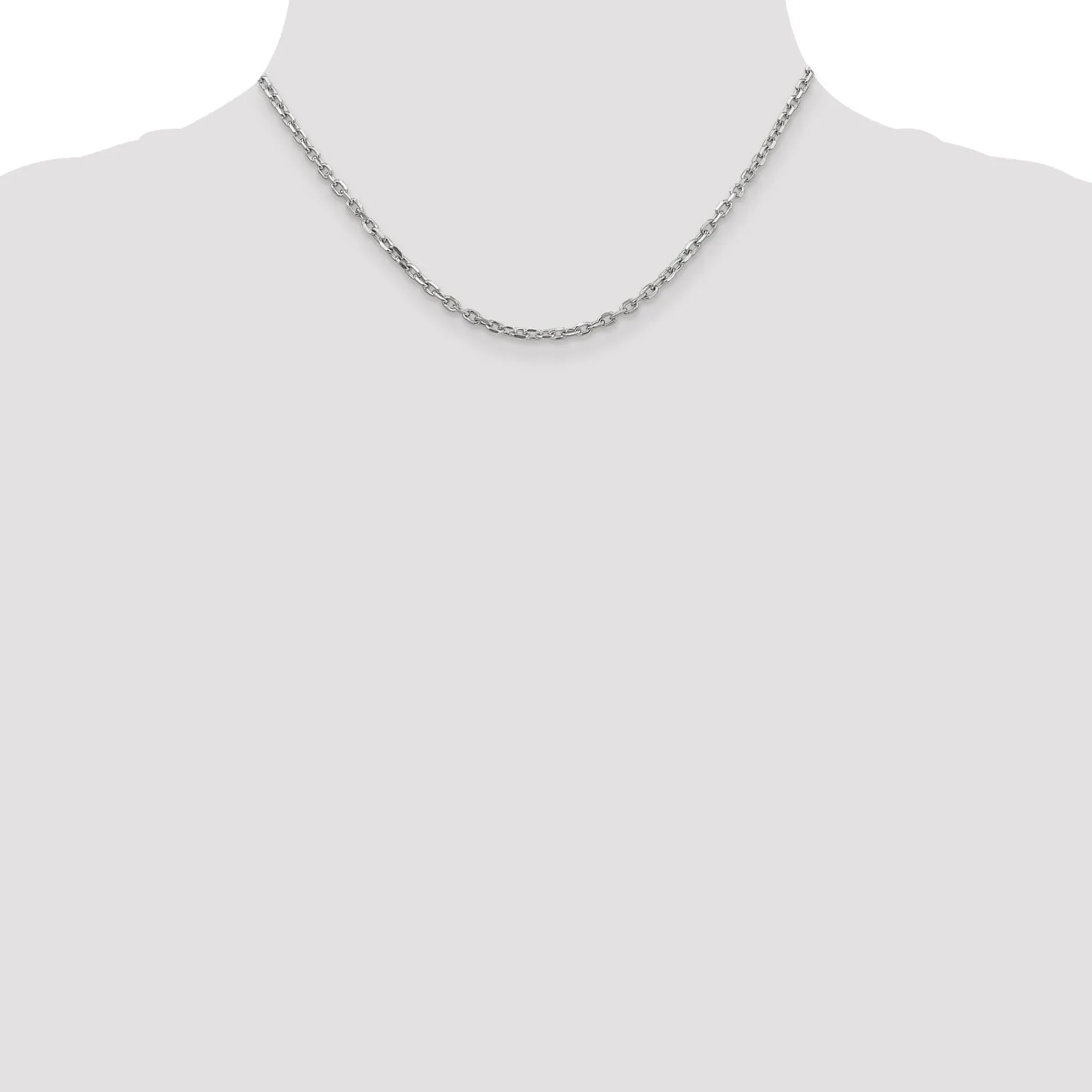 14k White Gold 3.00mm Round Link Cable Chain