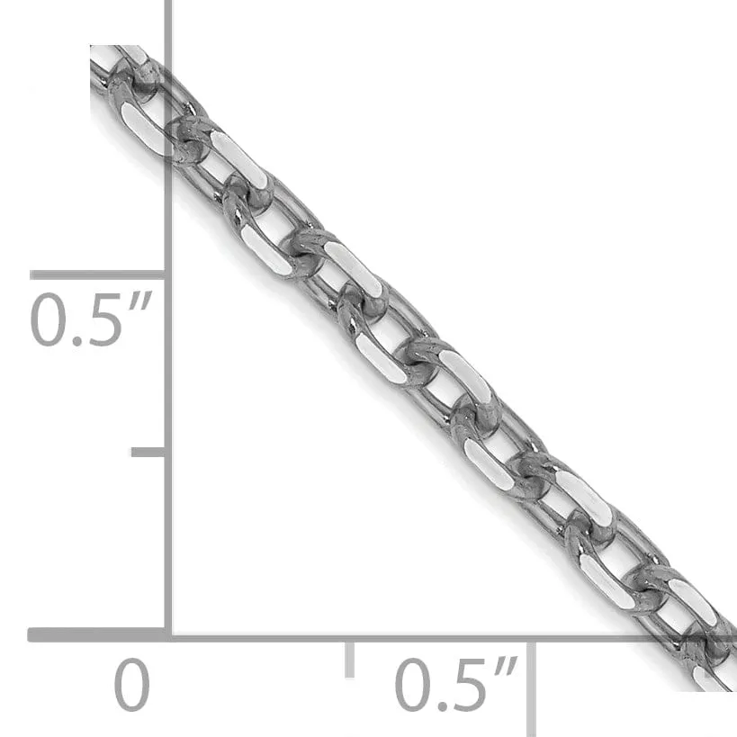 14k White Gold 3.00mm Round Link Cable Chain