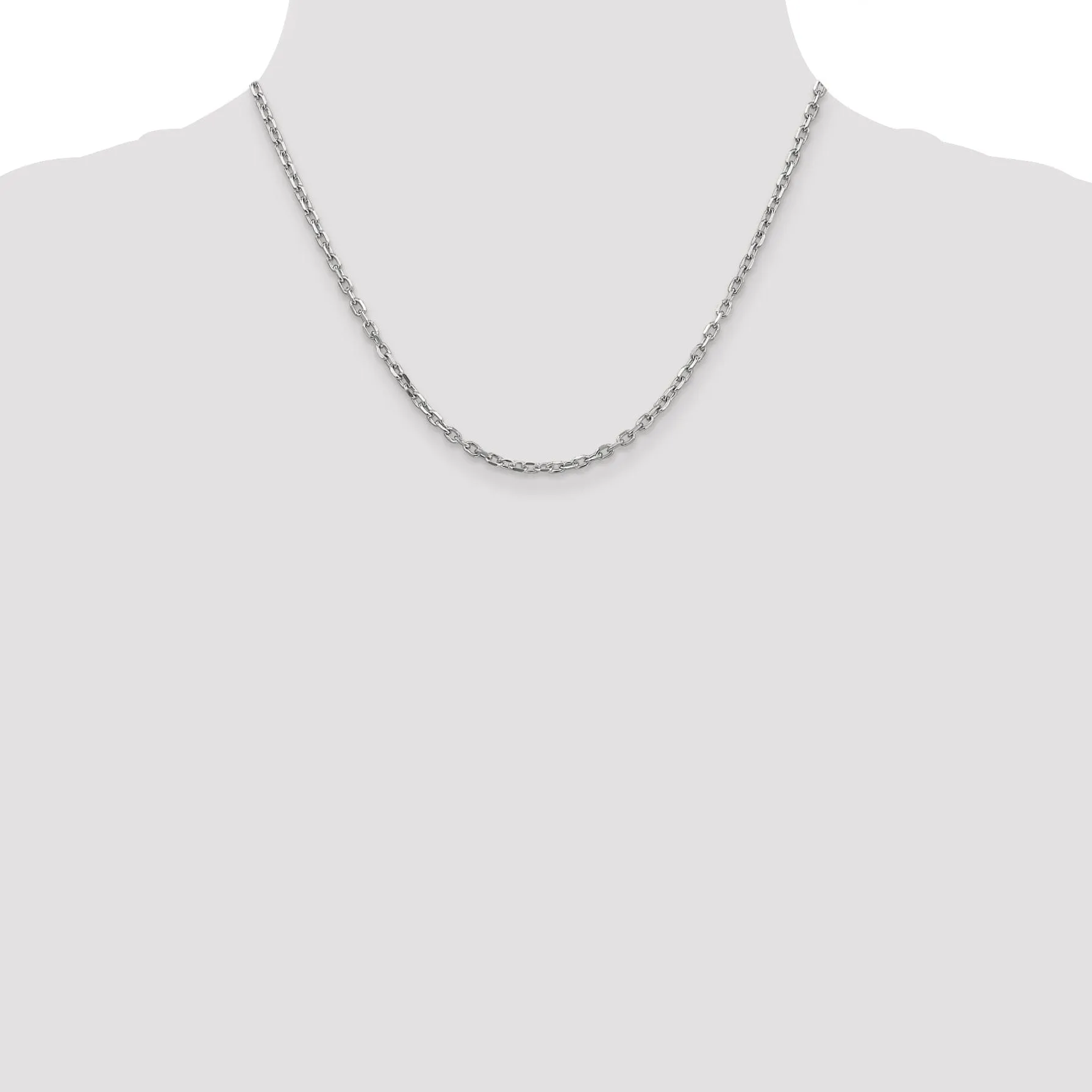 14k White Gold 3.00mm Round Link Cable Chain