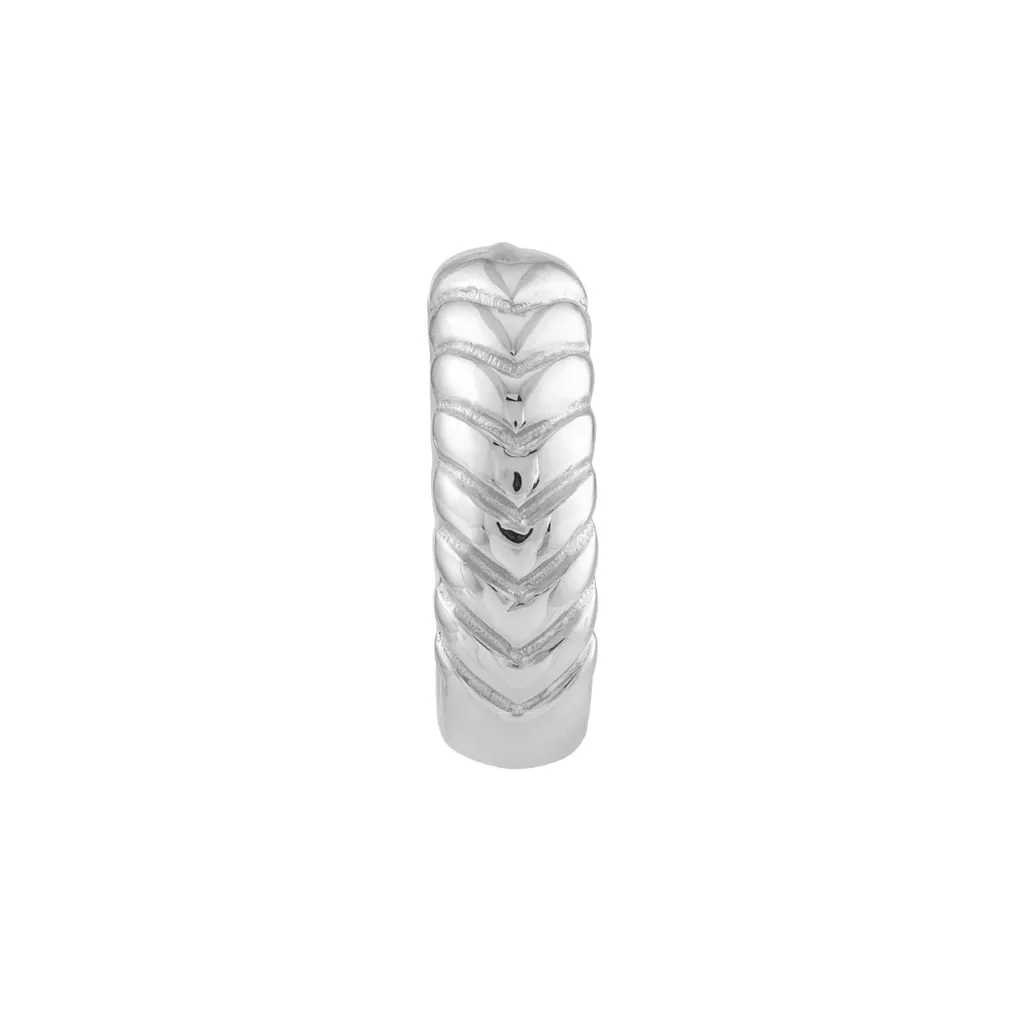 14K White Gold Chevron Twisted Huggie Hoops