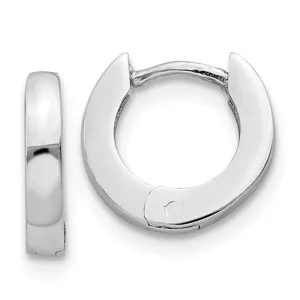 14k White Gold Tiny Hinged Huggie Hoop Earrings (2mm) 0.4 inch (9mm)