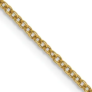 14k Yellow Gold 1.30mm Round Link Cable Chain