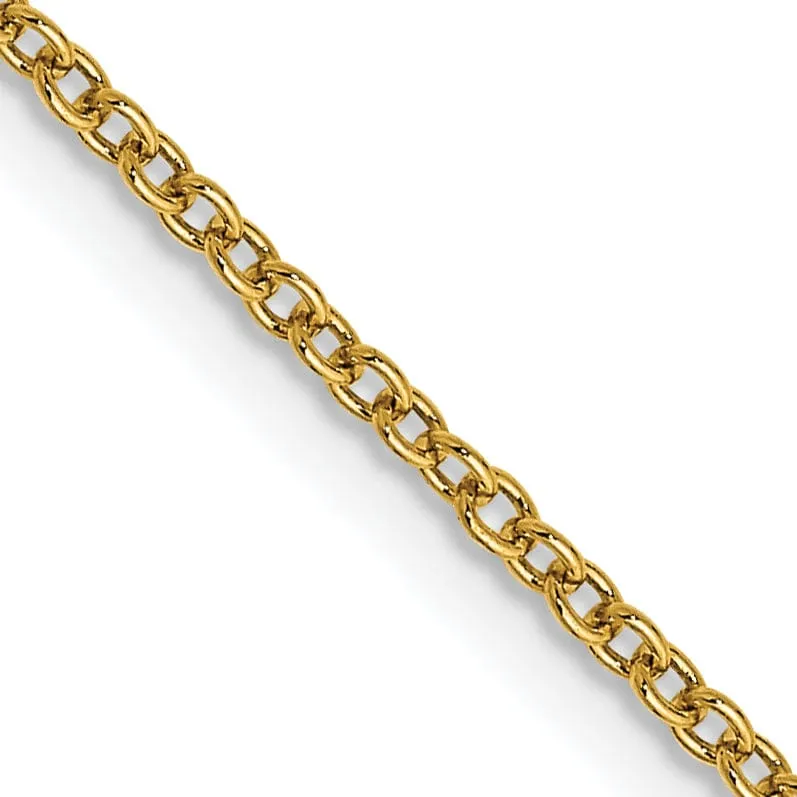 14k Yellow Gold 1.30mm Round Link Cable Chain