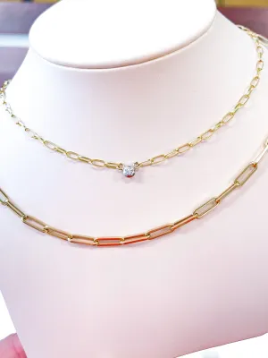 14kt Paperclip Chain Stacking Necklaces