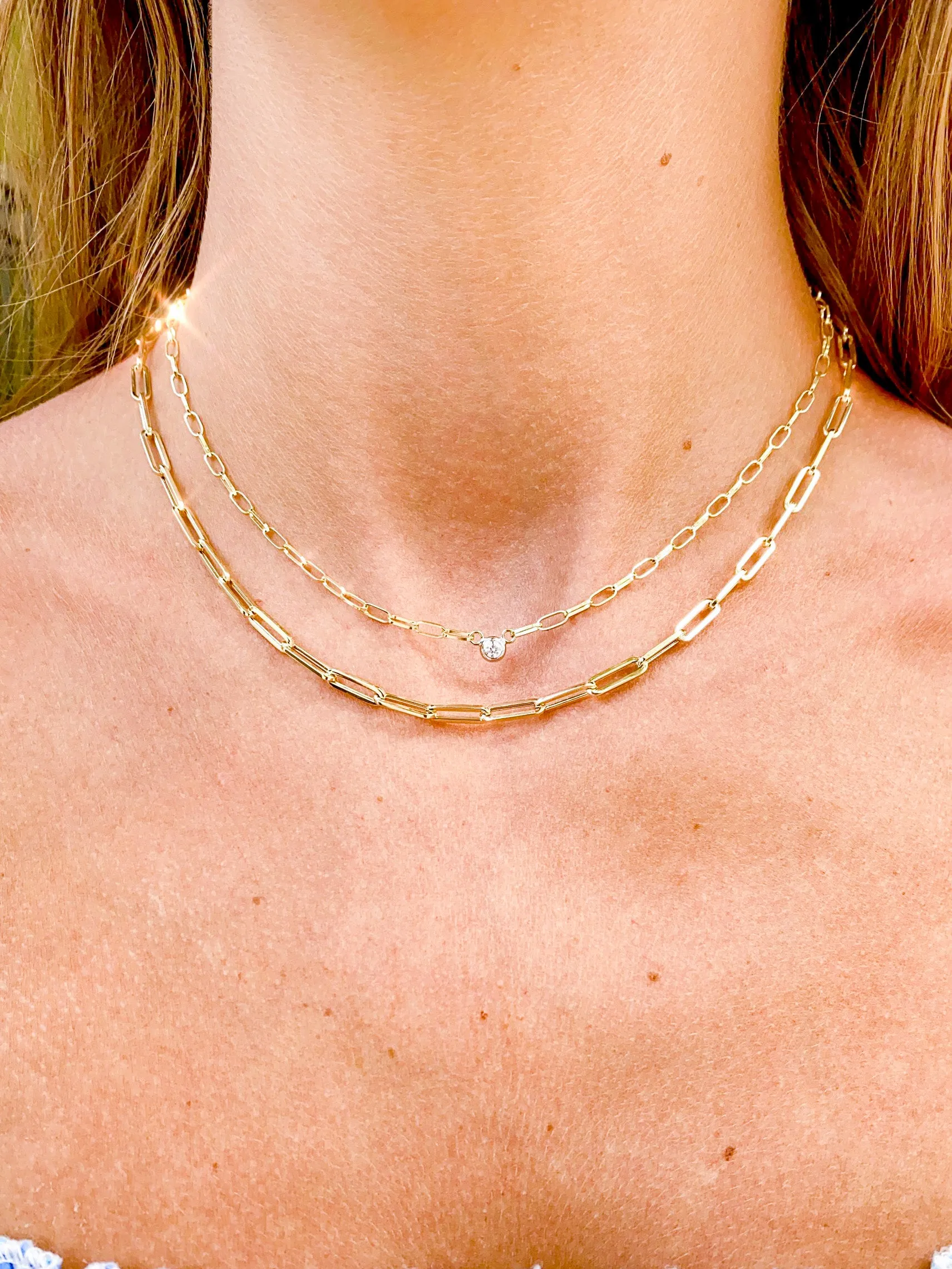 14kt Paperclip Chain Stacking Necklaces