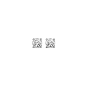 14KT White Gold & Diamond Classic Book Tru Reflection Fashion Earrings    - 1/6 ctw