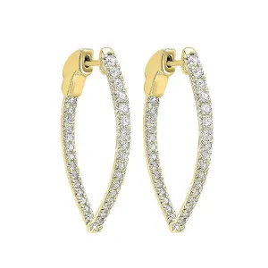 14KT Yellow Gold & Diamond Hoop Fashion Earrings  - 3/4 ctw
