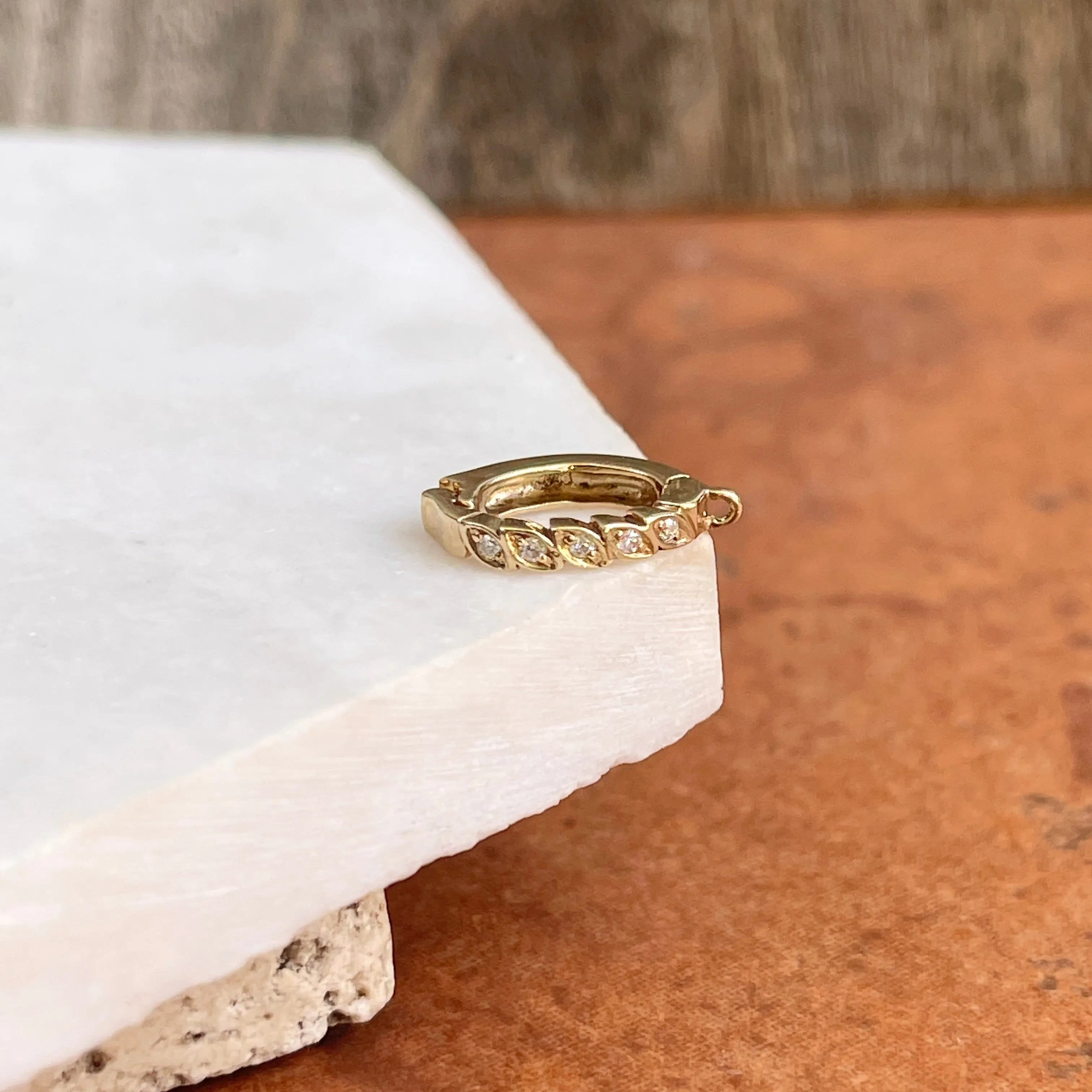 14KT Yellow Gold Diamond Pendant Enhancer Clasp 6mm