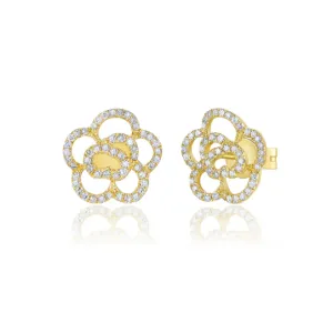 14KY Diamond Pave Rose Studs
