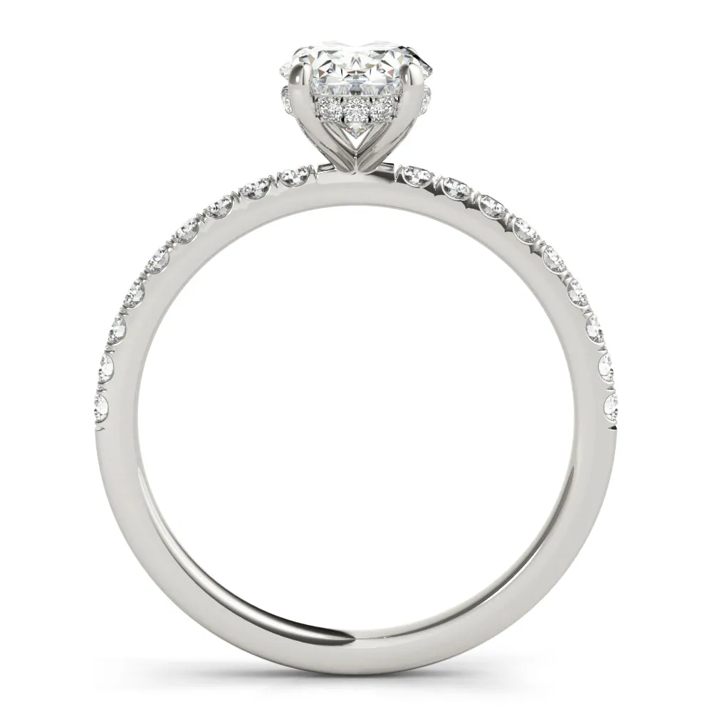 1.68 Ct tw Oval Lab Diamond with Hidden Halo & Petite Diamond Shank