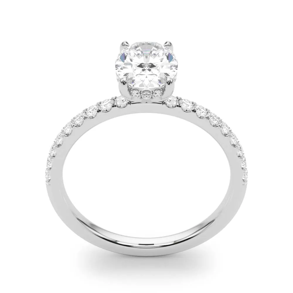 1.68 Ct tw Oval Lab Diamond with Hidden Halo & Petite Diamond Shank