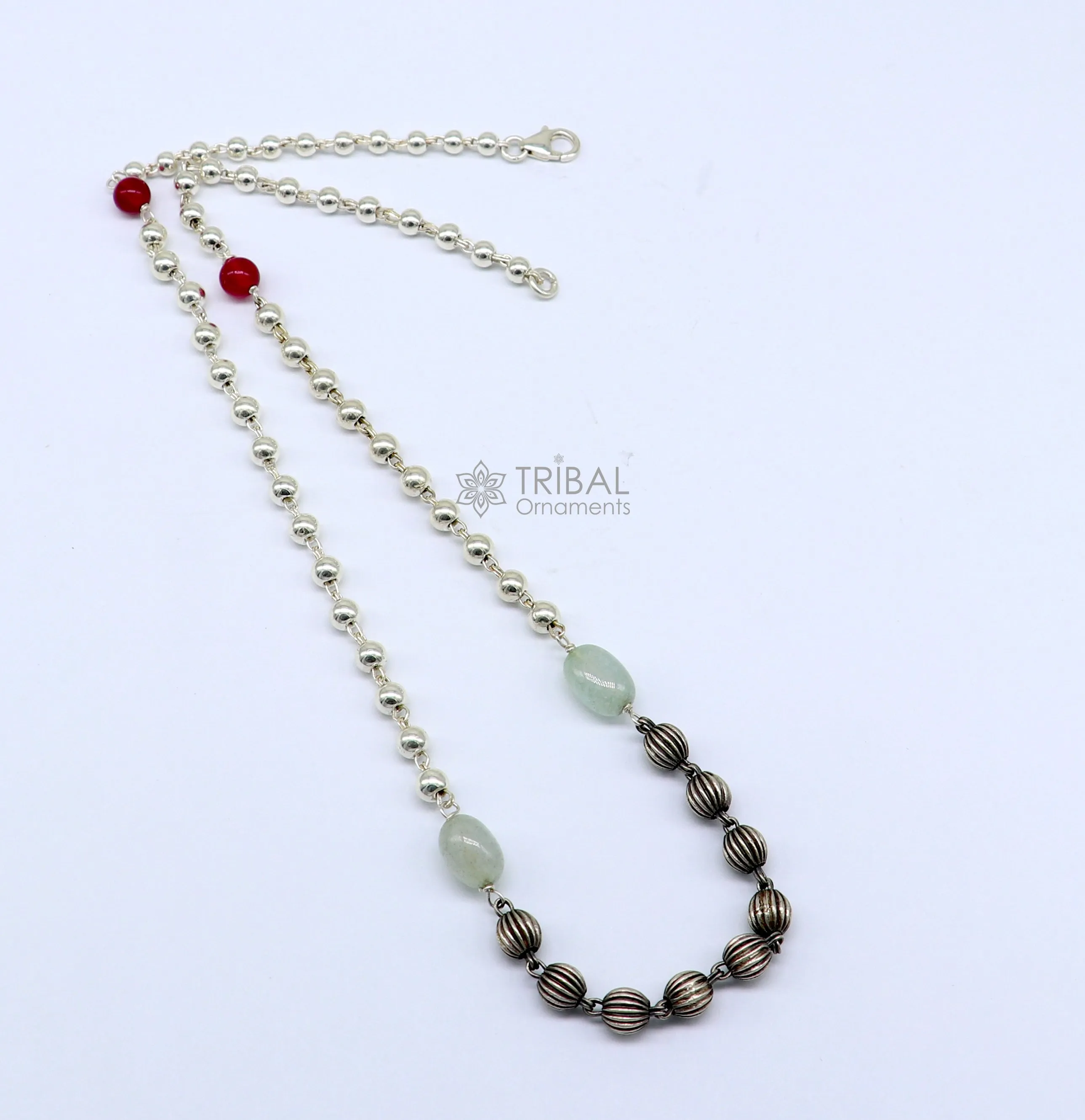 16" to 30" 925 sterling silver customized stylish beaded chain necklace, excellent gifting modern trendy necklace tribal jewelry ch248