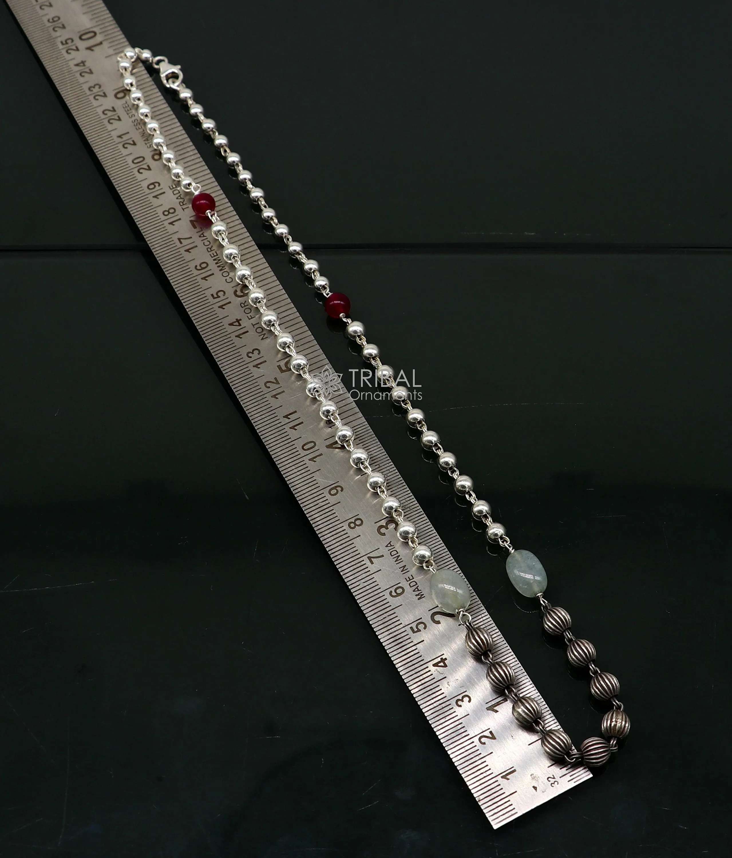 16" to 30" 925 sterling silver customized stylish beaded chain necklace, excellent gifting modern trendy necklace tribal jewelry ch248