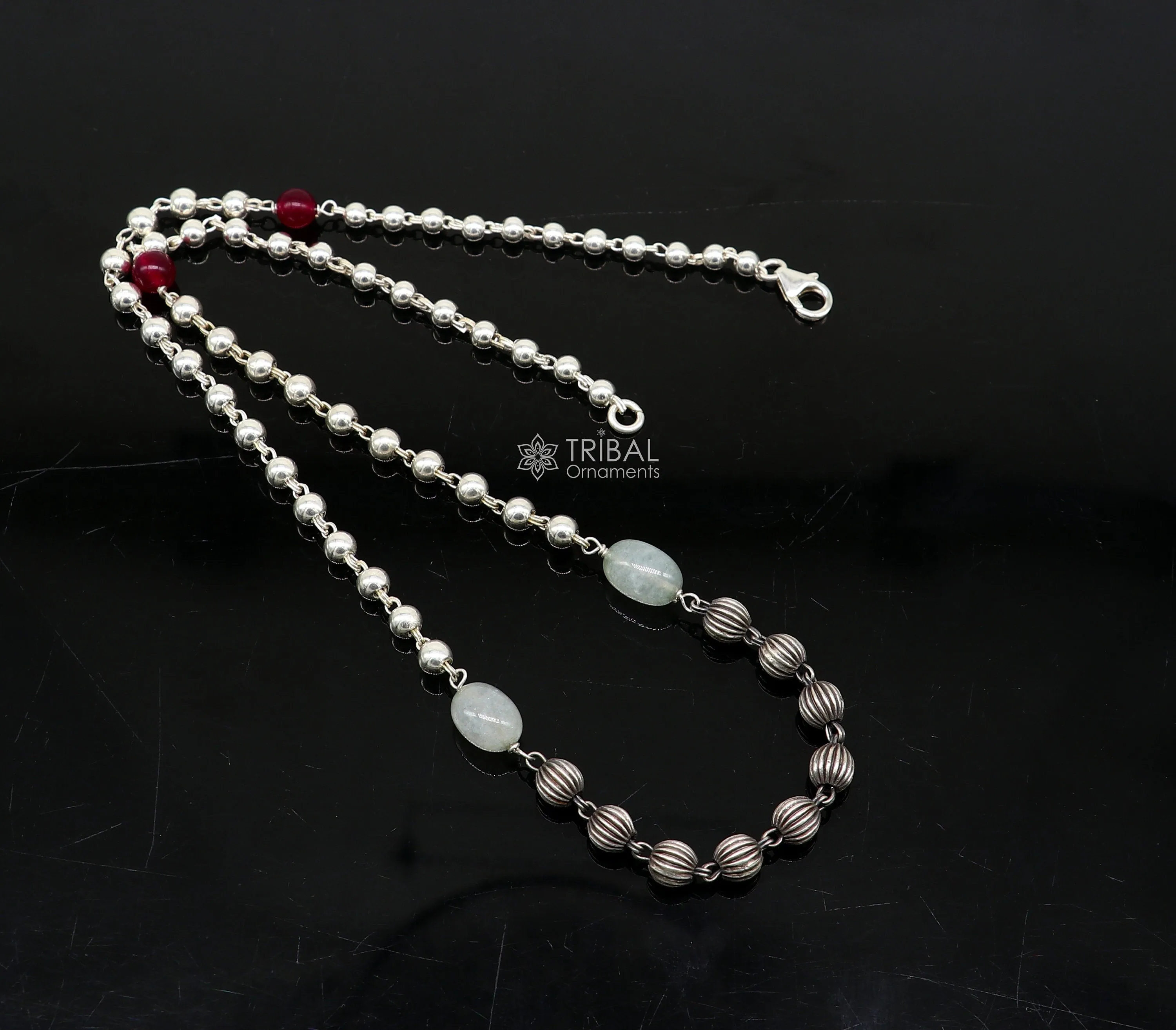 16" to 30" 925 sterling silver customized stylish beaded chain necklace, excellent gifting modern trendy necklace tribal jewelry ch248