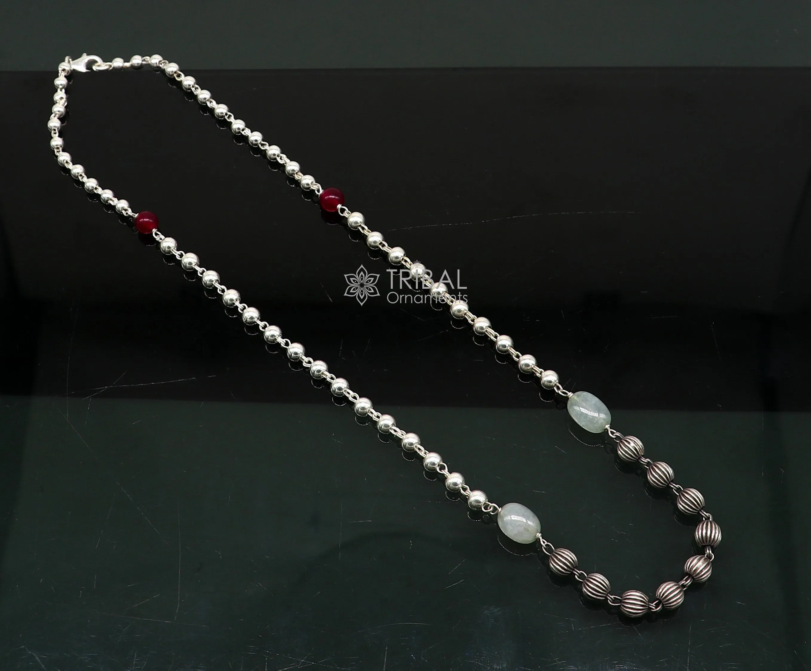 16" to 30" 925 sterling silver customized stylish beaded chain necklace, excellent gifting modern trendy necklace tribal jewelry ch248