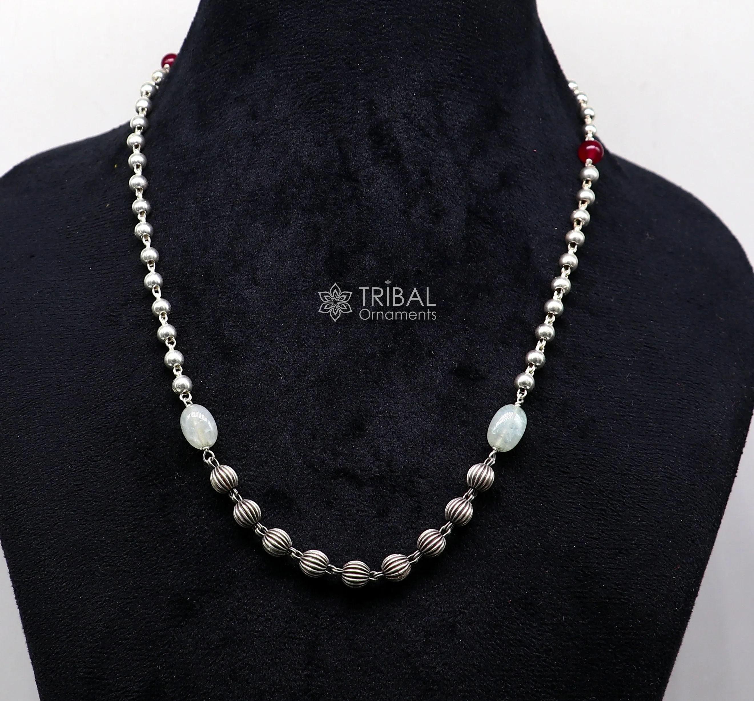 16" to 30" 925 sterling silver customized stylish beaded chain necklace, excellent gifting modern trendy necklace tribal jewelry ch248