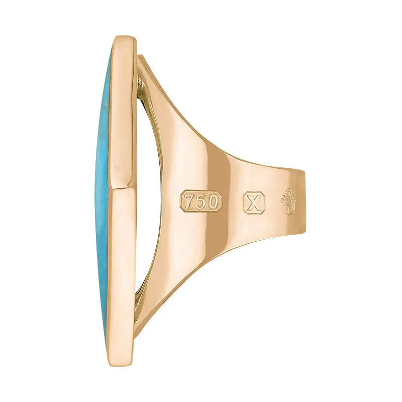 18ct Rose Gold Turquoise Queen's Jubilee Hallmark Large Rhombus Ring