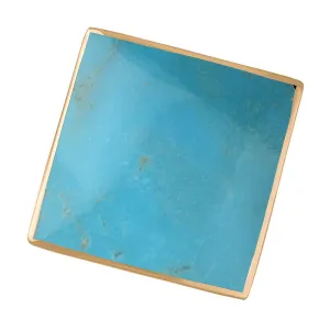 18ct Rose Gold Turquoise Queen's Jubilee Hallmark Large Rhombus Ring