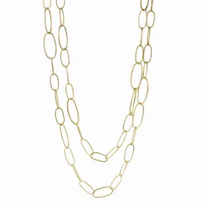 18K Gold Hammered Bubble Oval Chain Necklace