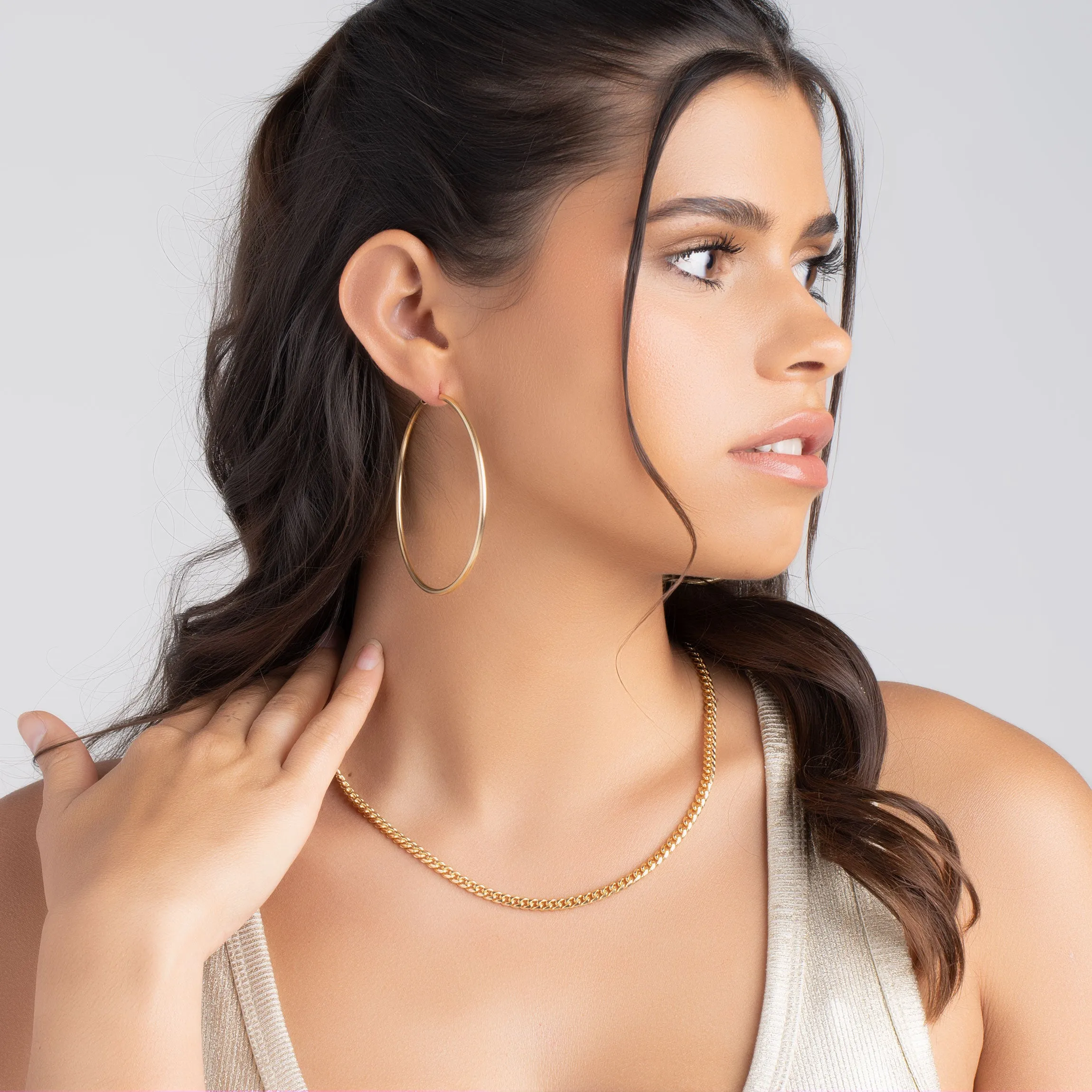 18K Gold Plated 3MM Endless Hoop Earrings