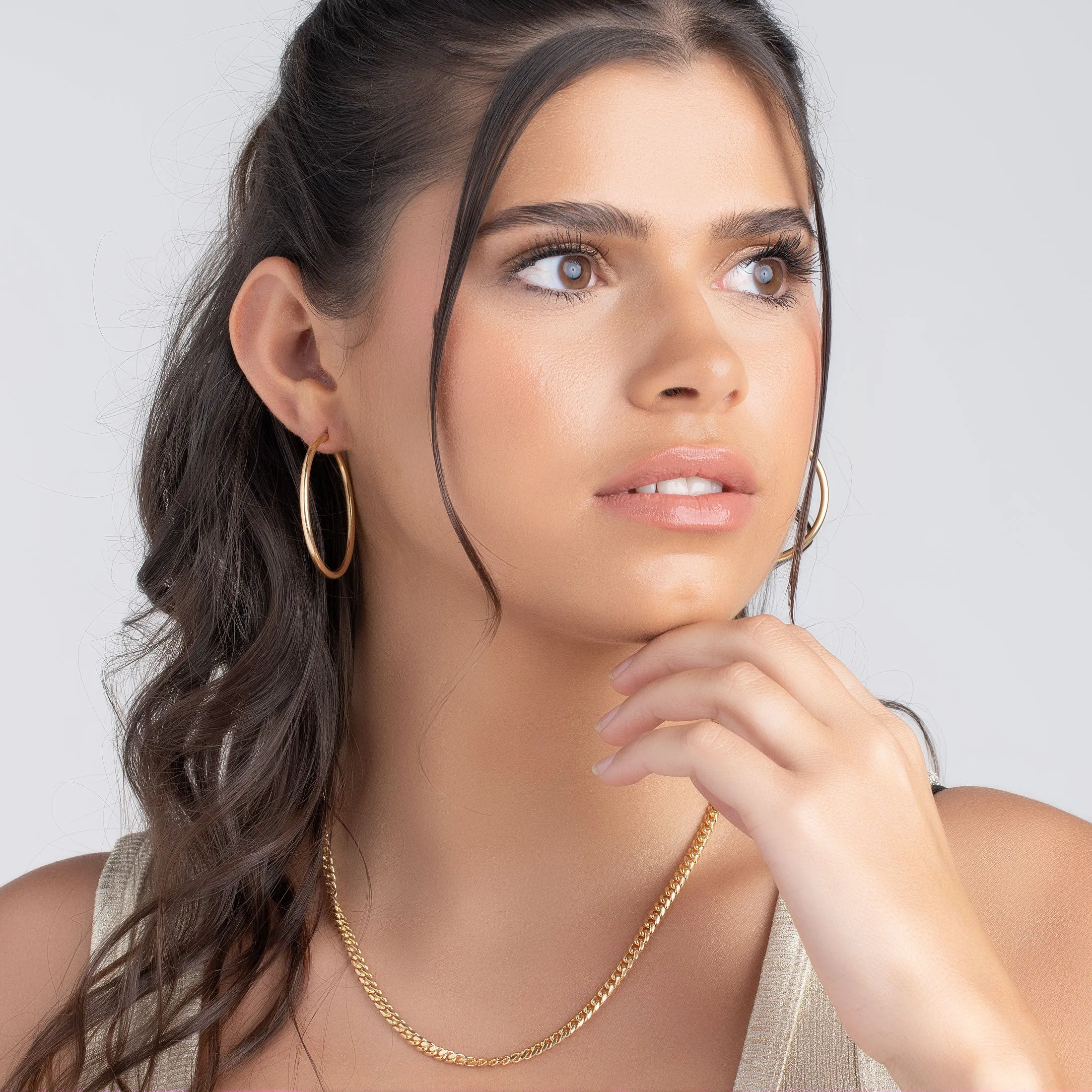 18K Gold Plated 3MM Endless Hoop Earrings