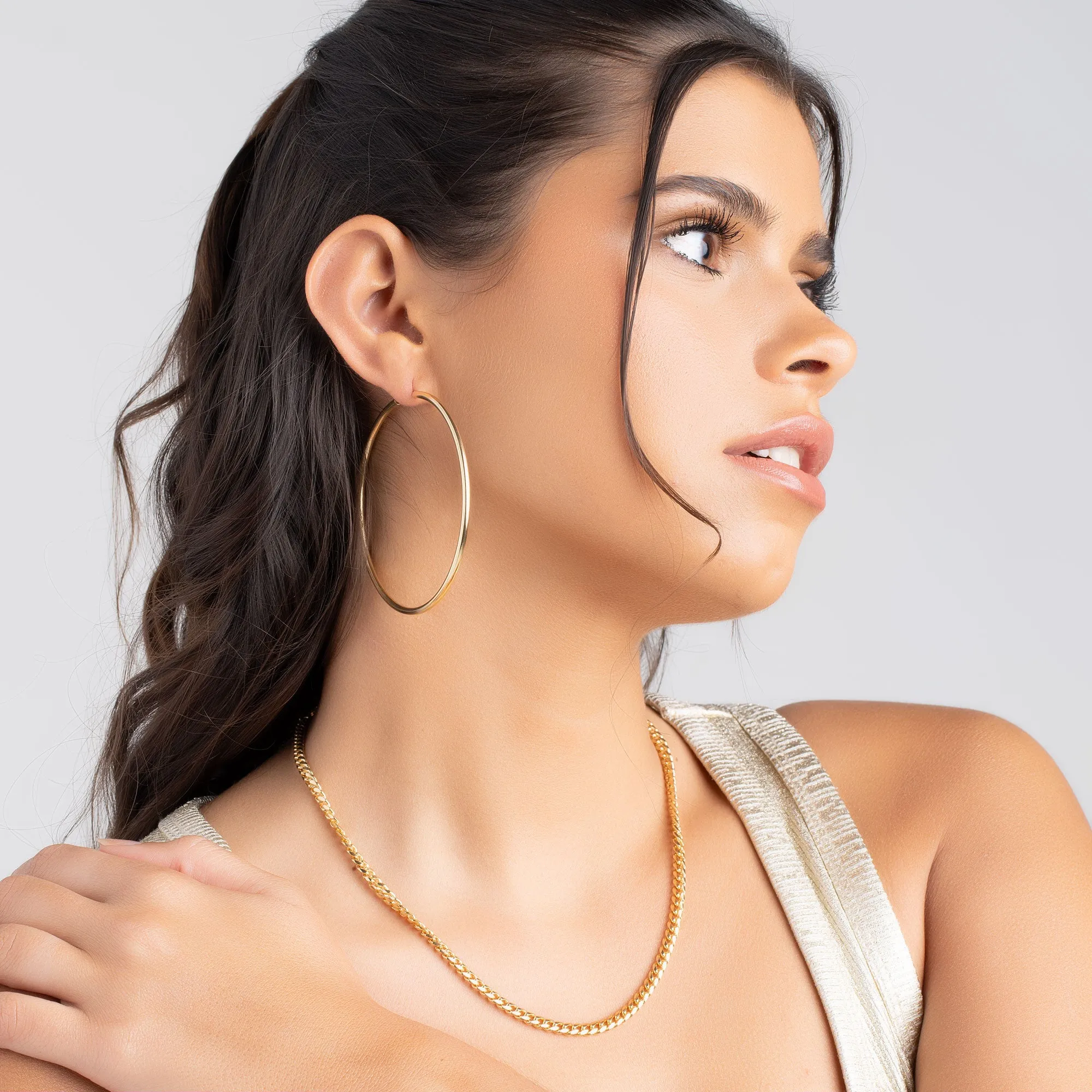 18K Gold Plated 3MM Endless Hoop Earrings
