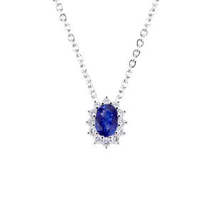 18K White Gold 0.68ct Sapphire And Diamond Pendant - 20752118