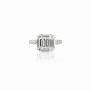 18K White Gold Diamond Baguette Ring