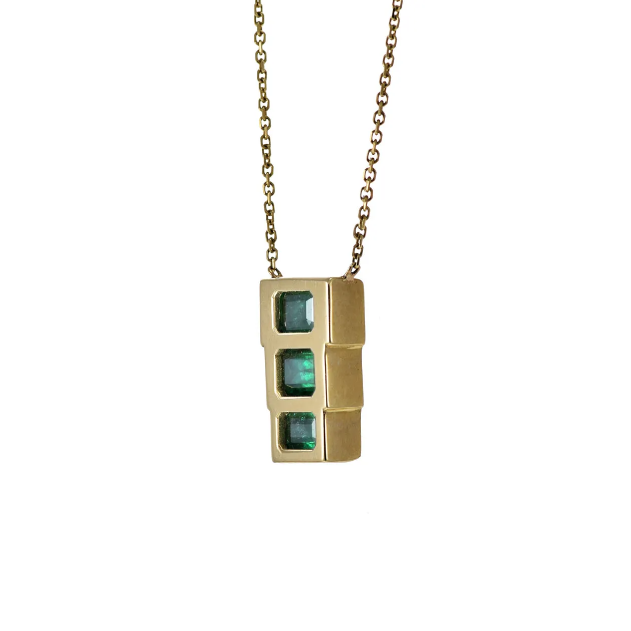 18KT Yellow Gold 1.50CT Emerald Necklace